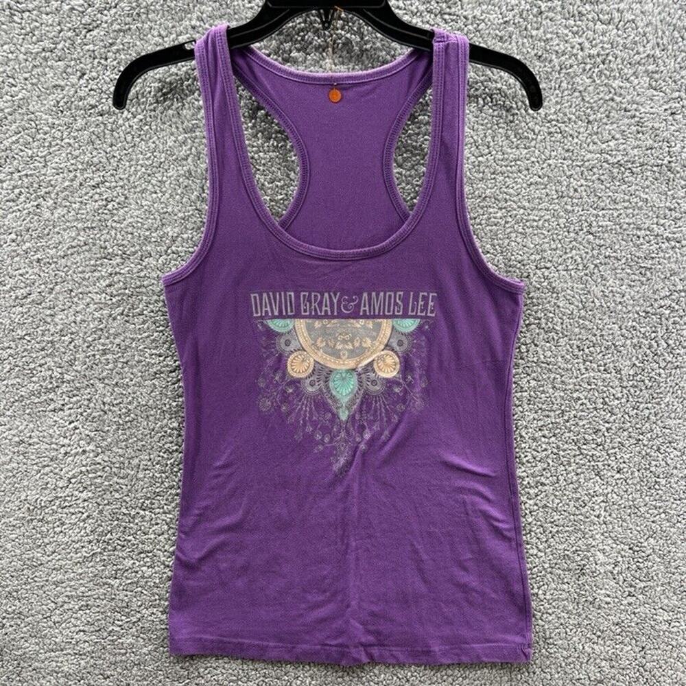 DAVID GRAY & Amos Lee 2015 Women's Med Concert Merch T shirt Tank Top Purple M